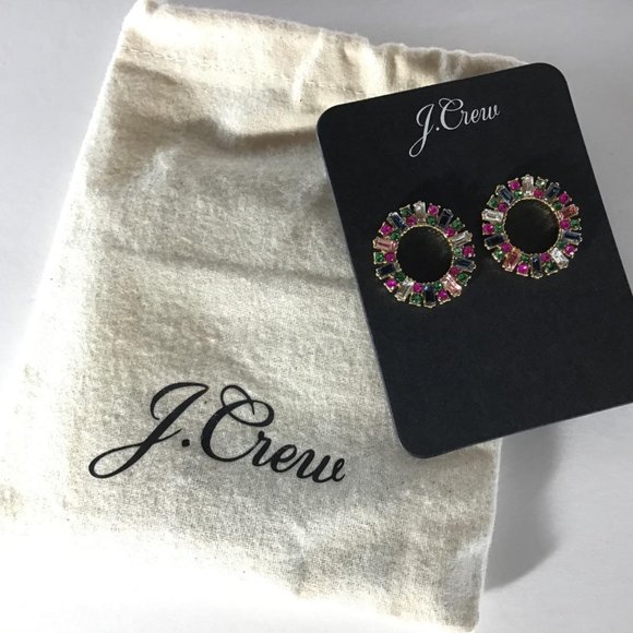 J.Crew Multi Color Pave Circle Earrings - Picture 4 of 4